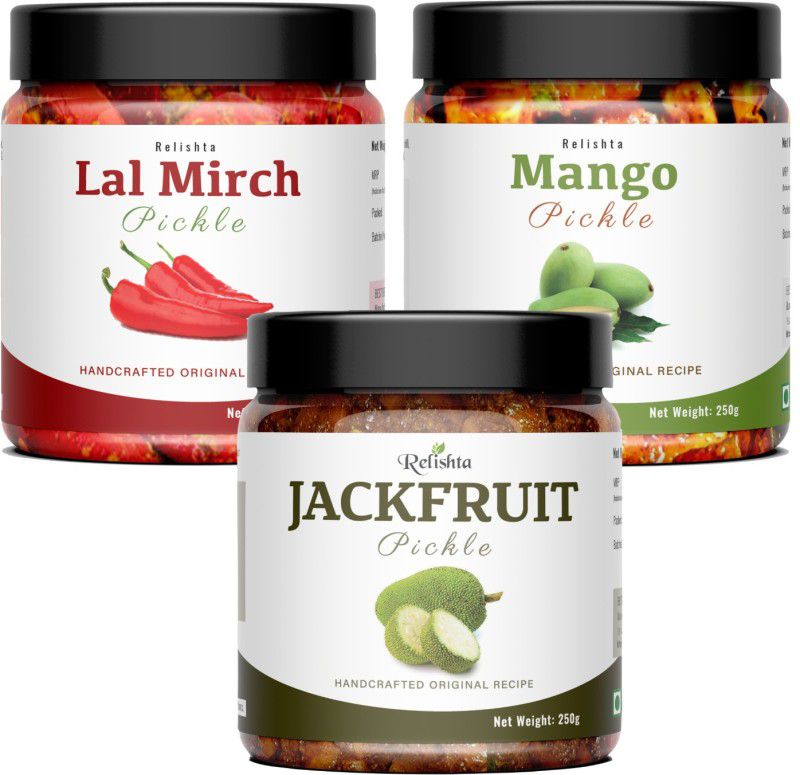 Relishta Jackfruit Lal Mirch & Mixed Pickle Kathal ka Achar (3x250G) Less Oil Homemade Jackfruit Pickle  (3 x 250 g)