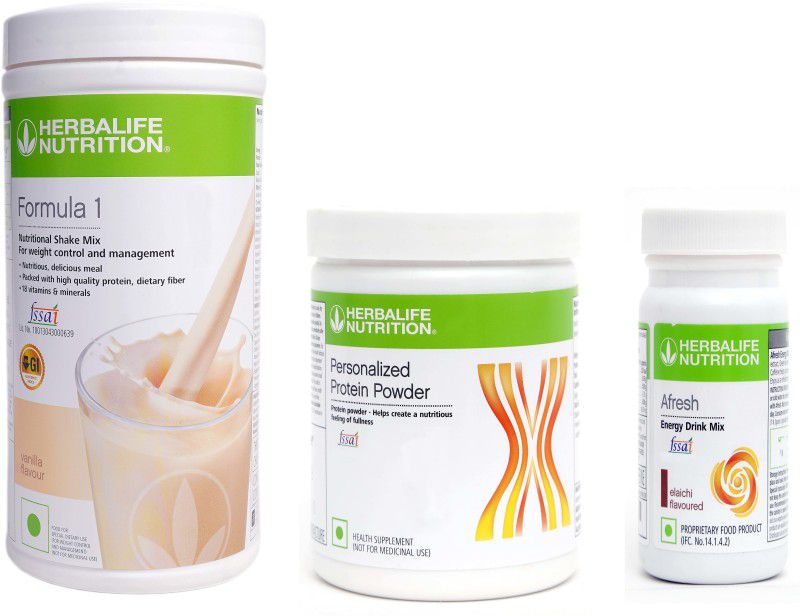 HERBALIFE Special Weight Loss Combo ( Formula 1 Shake Mix - Vanilla Flavor + Personalized Protein Powder 200 Gram + Afresh Energy Drink Mix - Elaichi Flavor) Combo  (750 Grams)