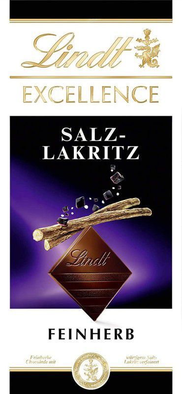 LINDT Excellence SALZ LAKRITZ ( SALT LIQUORICE ) Dark Chocolate Bar Bars  (100 g)