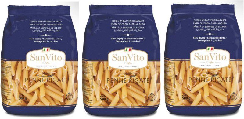 San Vito penne pack of 3 Penne Rigate Pasta  (Pack of 3, 1500 g)