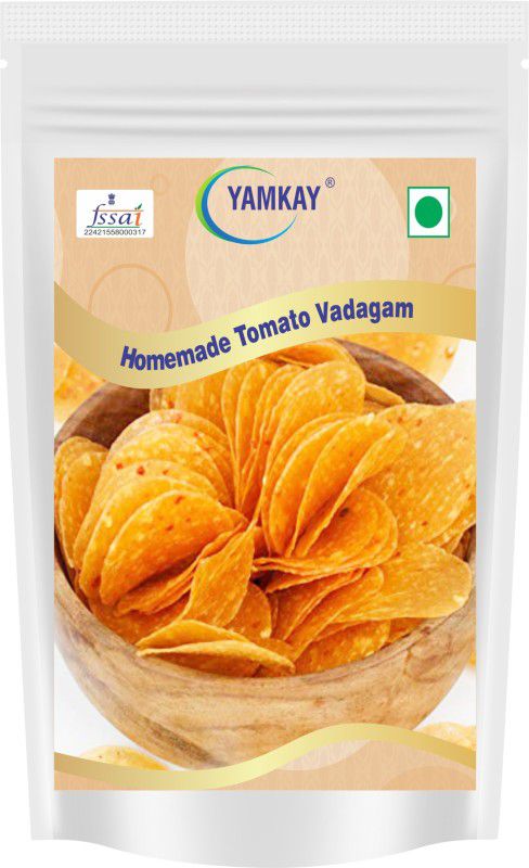 yamkay Homemade Dried Tomato Papad / Papadum / Appalam (Indian Dish) Fryums 250 g