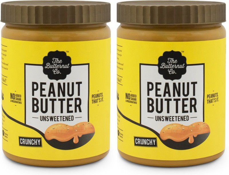 The Butternut Co. Unsweetened Peanut Butter (Crunchy) (1 Kg Pack of 2) 2 kg  (Pack of 2)