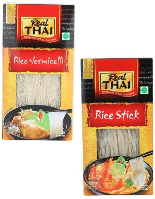 Real Thai Rice Padthai &Rice Vercimilli noodles,2X 375g (Pack of 2) (Imported) Combo Pack Combo  (Rice Padthai &Rice Vercimilli noodles,2X 375g (Pack of 2) (Imported) Combo Pack)