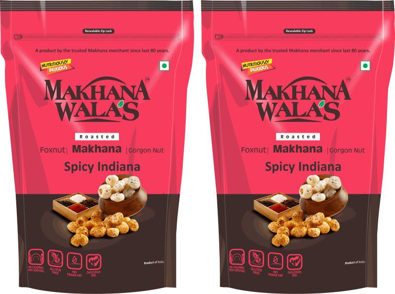 Makhanawala's Spicy Indiana Flavoured Roasted Makhana Pack of 2 70g each Fox Nut  (2 x 35 g)
