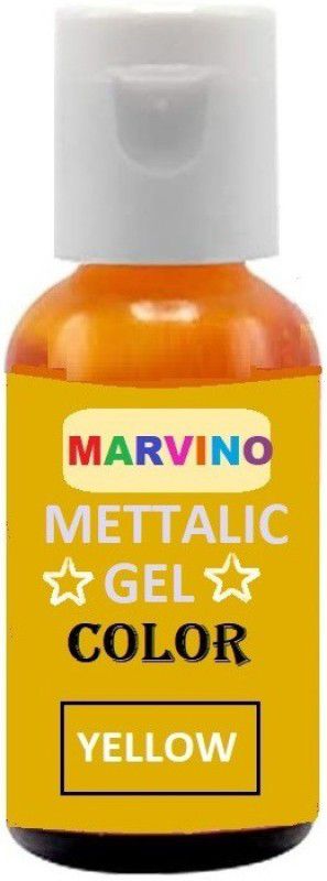 Marvino Metalic Gel Colors for cake pastries pinata white chocolate sweets and creams (Yellow) Yellow  (20 ml)