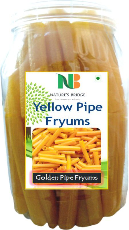 Nature's Bridge Golden Fingers Fryums, yellow pipe papad, Ready to fry Papad snacks, Finger fryums - 400 Gm (Full Size) Fryums 400 g