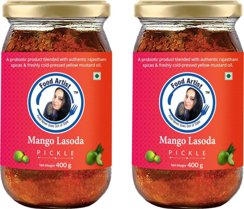 Food Artist Mango LASODA I GONDA Mango Pickle 800 GM (400X2) Lesua Pickle  (2 x 400 g)