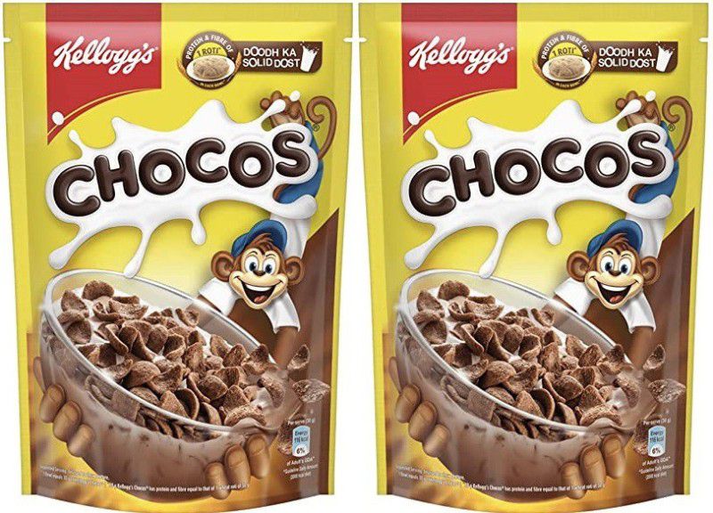 Kellogg's by KELLOGGS Chocos, with Protein & Fibre Breakfast Cereals Pouch  (2 x 187.5 g)