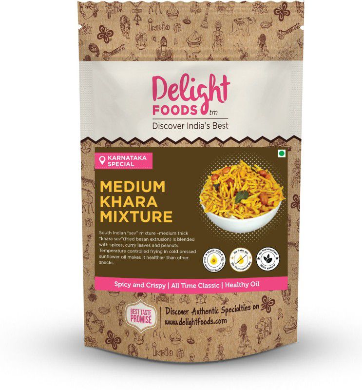 Delight Foods Home Made Medium Khara Mixture-200g || Indian Snack || Namkeen, Savory, Chiwda  (200 g)