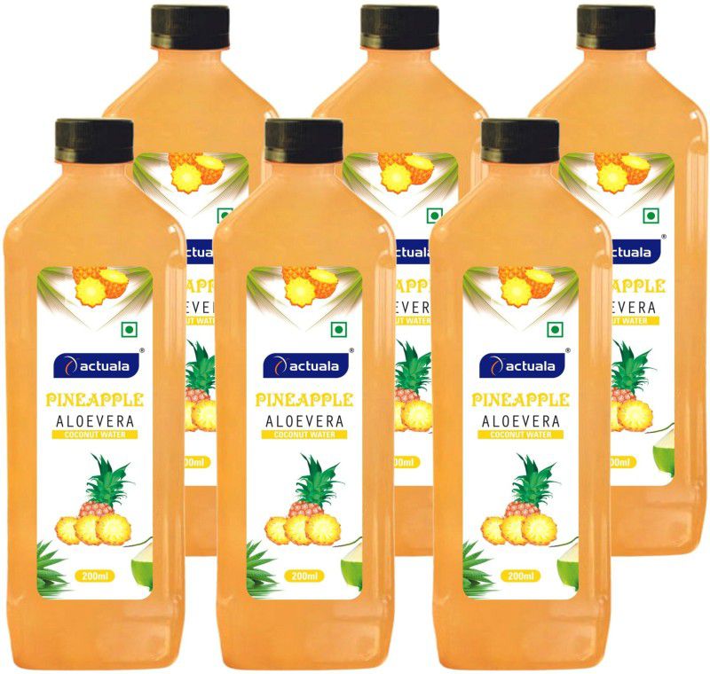 AACTUALA Pineapple Aloe Vera Coconut Water Fruit Juice, Aloe Vera Juice - 200ml  (6 x 200 ml)