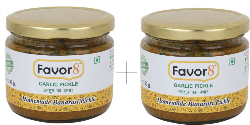 Favor8 Homemade Banarasi Garlic Pickle Garlic Pickle  (2 x 250 g)