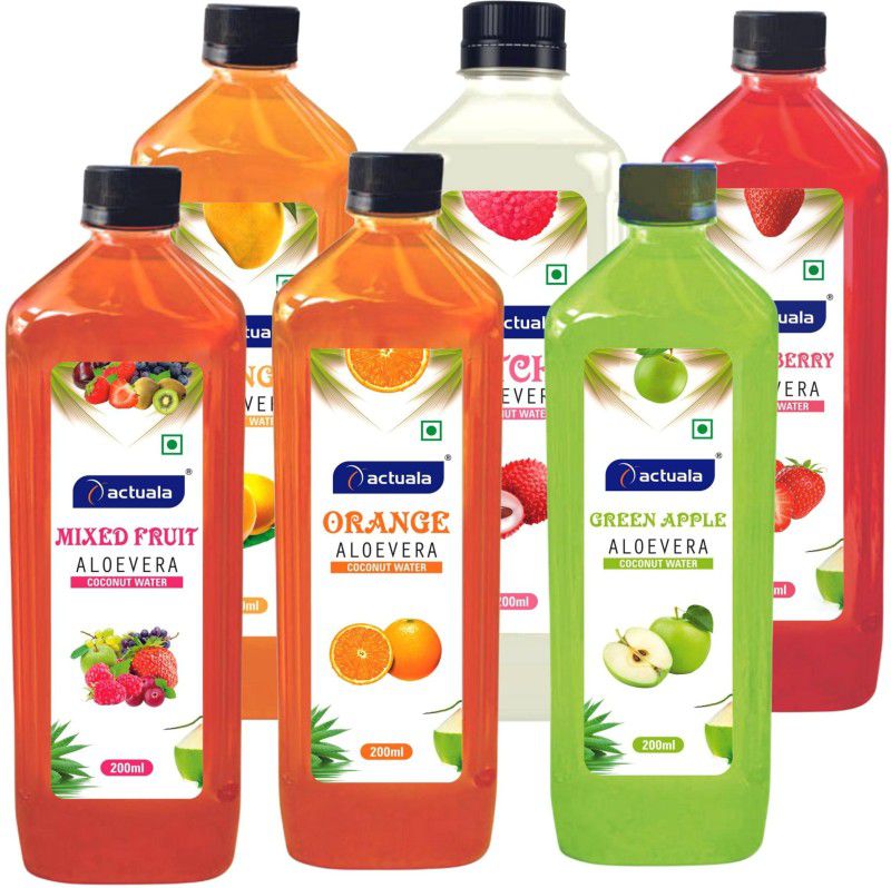 AACTUALA Aloe Vera Coconut Water Fruit Juice Combo, Aloe Vera Juice - 200ml, Pack of 48  (48 x 200 ml)