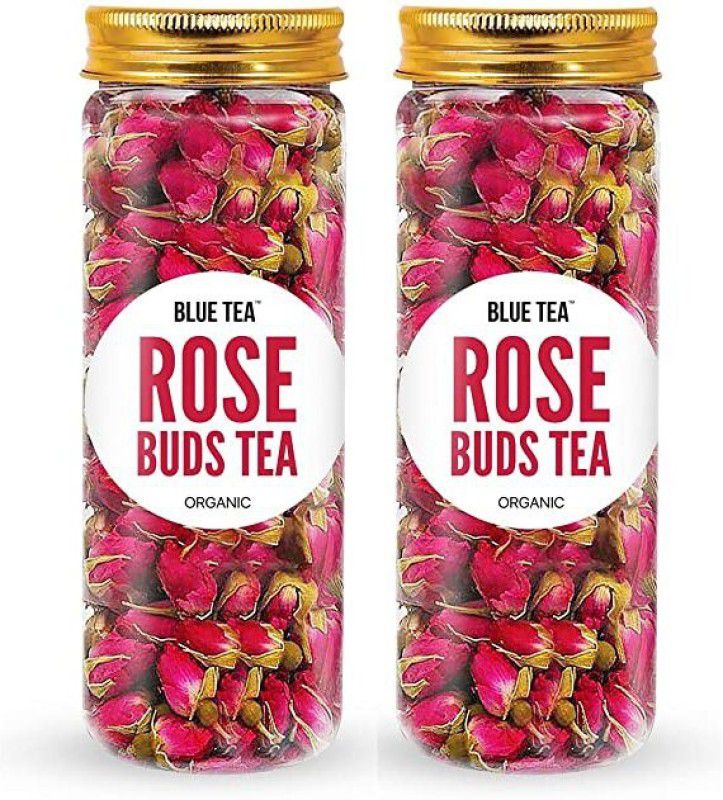 BLUE TEA Rose Buds Tea | Grade A - | Natural Sun Dried Buds 30G | Pack of 2 Rose Herbal Tea Plastic Bottle  (2 x 30 g)