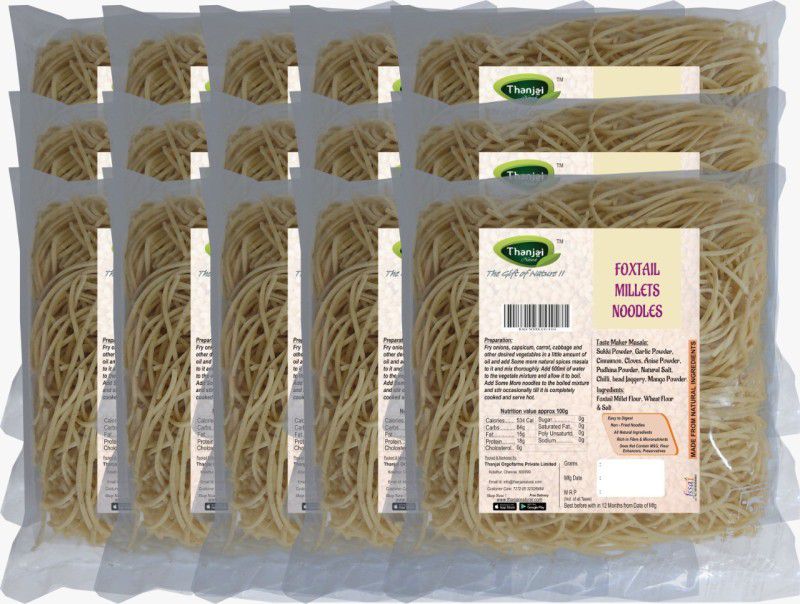 THANJAI NATURAL Foxtail Millets Noodles 180g X 15 (Processed with Natural Ingredients , No Chemicals and No Preservatives) Instant Noodles Vegetarian  (15 x 180 g)