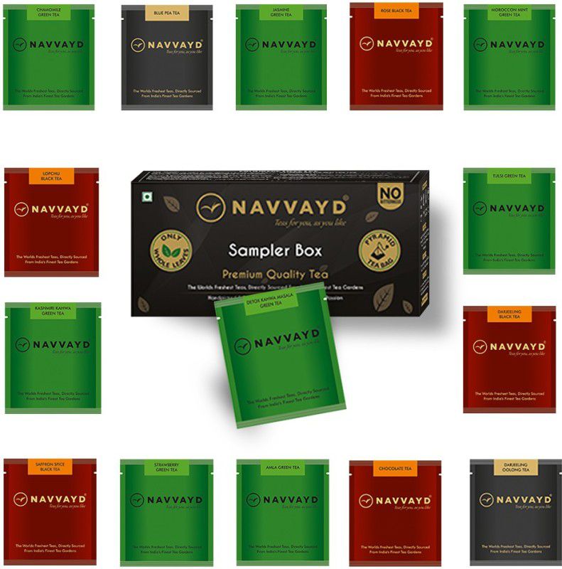 Navvayd Sampler Tea Bag Box Green Tea Pouch  (15 Bags)