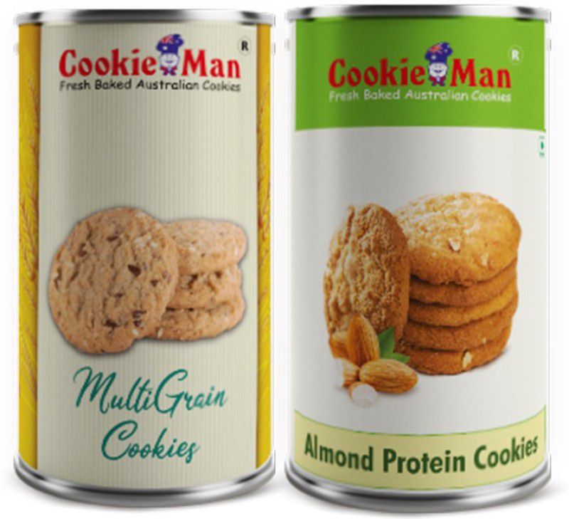 Cookieman Almond Protein and Multigrain Combo Cookies  (200 g, Pack of 2)
