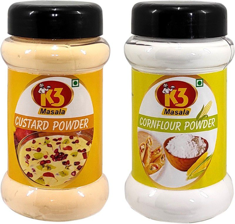K3 Masala Custard Powder (100gm) & Cornflour Powder/Corn Strach/Ararot Powder/Makkai Powder (100gm).(Pack of 2) Custard Powder  (2 x 100 g)