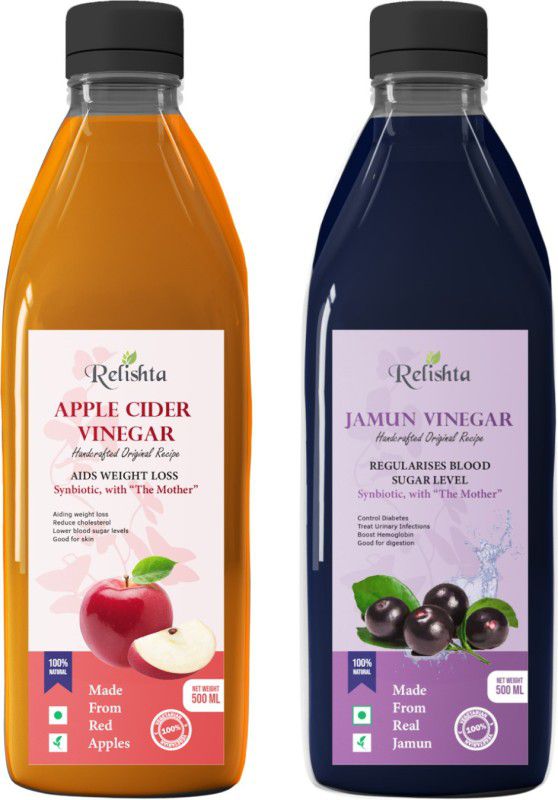 Relishta Apple Cider & Jamun Vinegar with Mother Vinegar (Pack of 2) Vinegar  (2 x 250 ml)