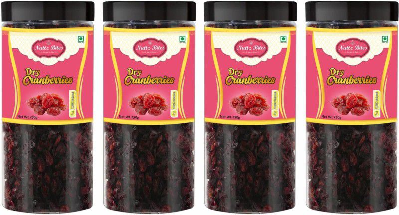 Nuttz Bites Premium Whole Dried Cranberry 1kg (Pack of 4 -250g Each) Cranberries  (4 x 0.25 kg)