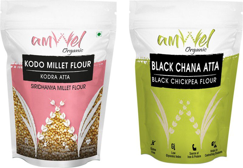 Amwel Combo of Kodo Millet Flour 450g + Black Chickpea Flour 450g | Chana + Kodra  (900 g, Pack of 2)