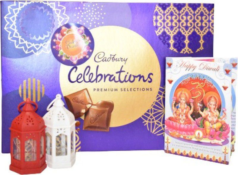 Uphar Creations Premium Selection With Stylish lantern And Diwali card | Diwali Gifts| Chocolate Gifts| Combo  (Cadbury Premium Selection Chocolate Box -1 | lantern - 2 | Diwali Card-1)