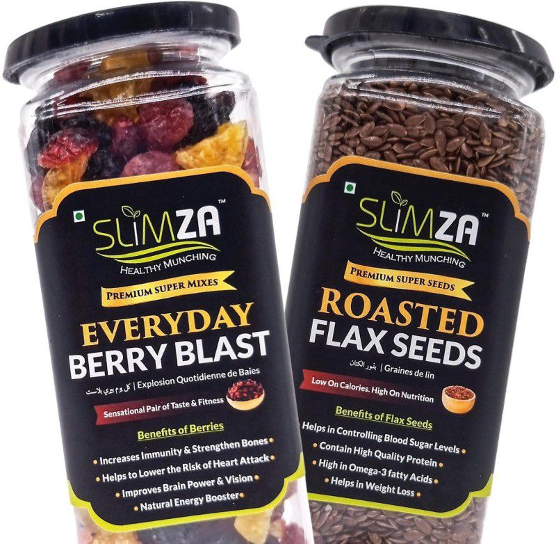 Slimza Premium Mom's Supermix | Everyday Berry Blast & Roasted Flax Seeds | High Fiber Combo  (Everyday Berry Blast 210gm, Roasted Flax Seeds 200gm)