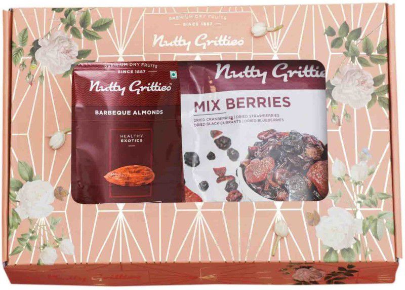 Nutty Gritties Signature Gift Box MB BA Combo  (Mix Berries - 200gms, Barbeque Almonds - 200gms)
