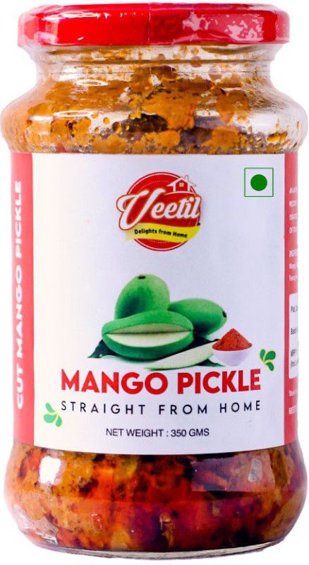 Veetil Mango Pickle Homemade Fresh Aam Ka Aachar Glass Jar 350g - Mother’s Recipe | Organic South Indian Pickles | Dry Cut Mangoes | Traditional Home Made Achaar Mango Pickle  (350 g)
