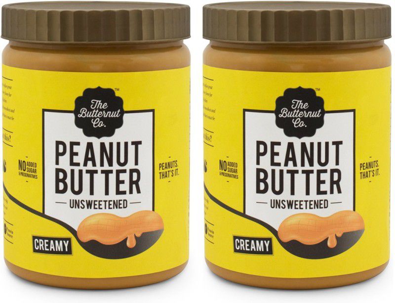 The Butternut Co. Unsweetened Peanut Butter (Creamy) (1 Kg Pack of 2) 2 kg  (Pack of 2)