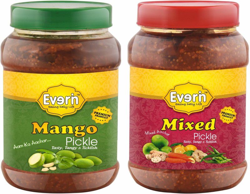 Everin Tasty Tangy and Ticklish Mango and Mixed Mango, Mixed Pickle  (2 x 125 g)