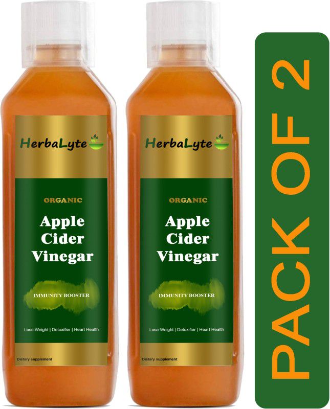 HERBALYTE Organic Apple Cider Vinegar - Eith strand of mother, E6 Vinegar  (2 x 250 ml)