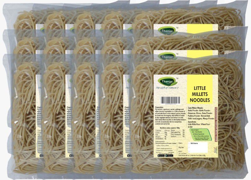 THANJAI NATURAL Little Millets Noodles 180g X 15 (Processed with Natural Ingredients , No Chemicals and No Preservatives) Instant Noodles Vegetarian  (15 x 180 g)