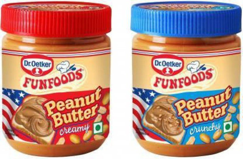 FUNFOODS by Dr. Oetker Peanut Butter Crunchy + Creamy 400 g  (Pack of 2)