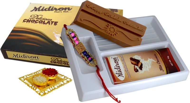 Midiron Rakhi with Chocolate Gift Set IZ19ChocoBoxRakhi9-001 Combo  (1 rakhi combo set)