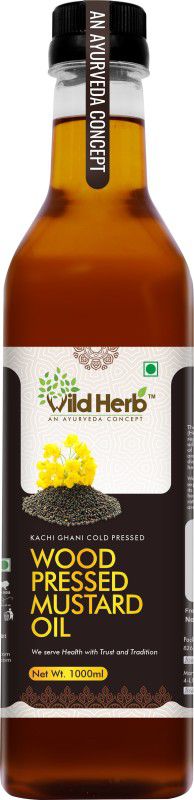 WILD HERB Wood Pressed kachi Ghani pure mustard oil for cooking 1 liter Mustard Oil Plastic Bottle  (1000 ml)
