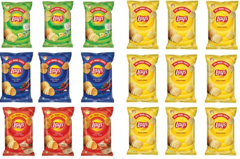 Lay's Yellow , Green, blue and Red combo pack 540 gm Chips  (18 x 30 g)
