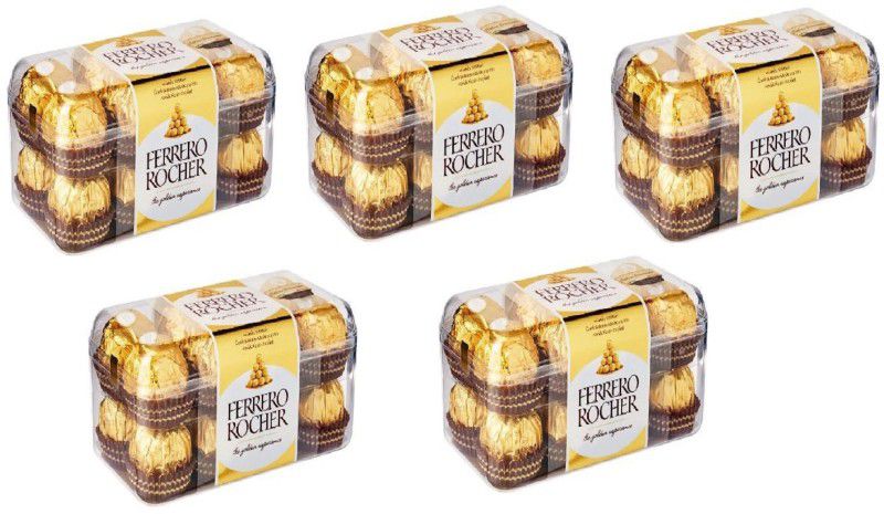 FERRERO ROCHER Pack Of 16 Chocolates ( Set Of 5 ) Bars  (5 x 1 Units)