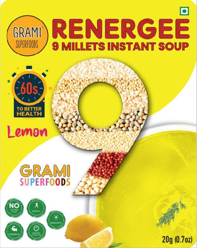 Grami Superfoods Renergee instant 9 millet Lemon soup -240G  (Pack of 12, 240 g)