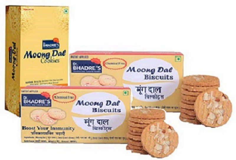 Dr. BHADRE'S 700Gm_Digestive Cookies+2xmoong Dal Biscuit|Mix of Dry Almond Multi Grain  (700 g, Pack of 3)