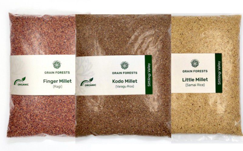 ALSWAMITRA Grain Forest Organic Millets Combo Pack- Kodo 500g,Little 500g, Finger 500g Mixed Millet  (1.5 kg, Pack of 3)