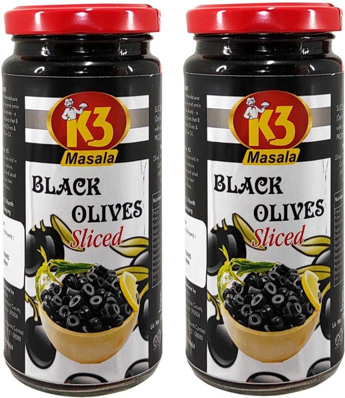 K3 Masala Black olives Sliced (230gm)(Pack of 2) Olives  (460 g, Pack of 2)
