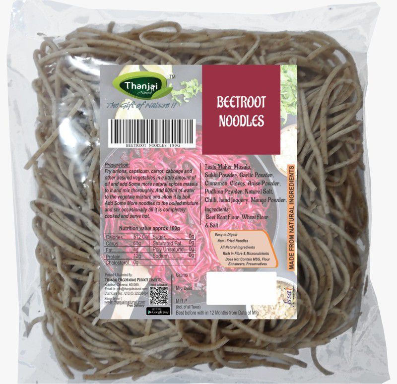 THANJAI NATURAL Beetroot Noodles 180 Grams of Homemade Natural Noodles (No Preservatives, No Chemicals, No Artificial Extract) Instant Noodles Vegetarian  (180 g)