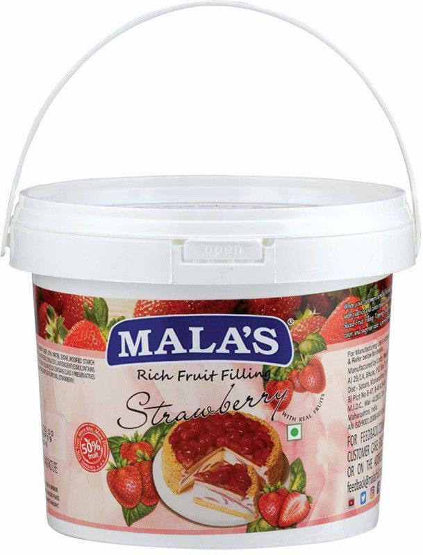 MALAS Strawberry Rich Fruit Filling for Baking Cake Pastries, Pies and More Desserts 1 kg
