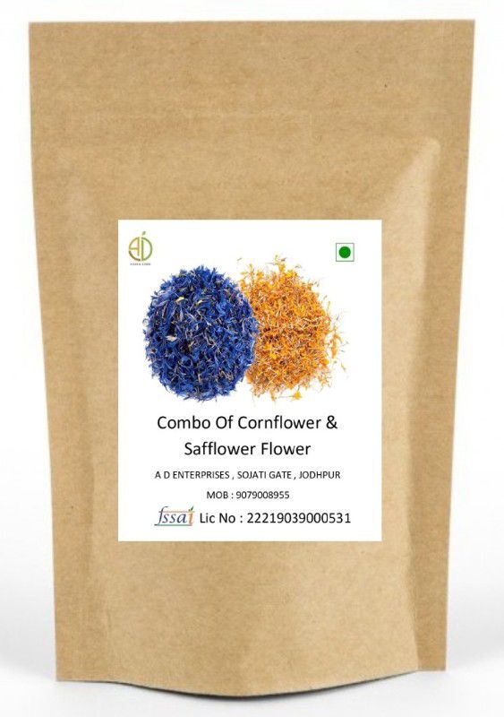 A D FOOD & HERBS Combo Of Dried Cornflower & Safflower for Tea Blends each of 100 Gms Herbal Tea Pouch  (2 x 50)