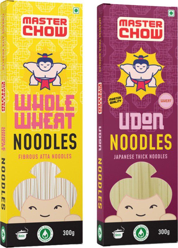 MasterChow Udon Noodles (300g) & Wholewheat Noodles (300g) Instant Noodles Vegetarian  (2 x 300 g)