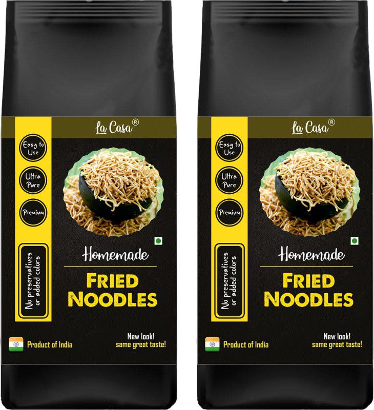 La Casa Homemade Fried Noodles | Combo Pack of 2 | For Chinese Bhel or Soup Spaghetti Pasta  (Pack of 2, 600 g)