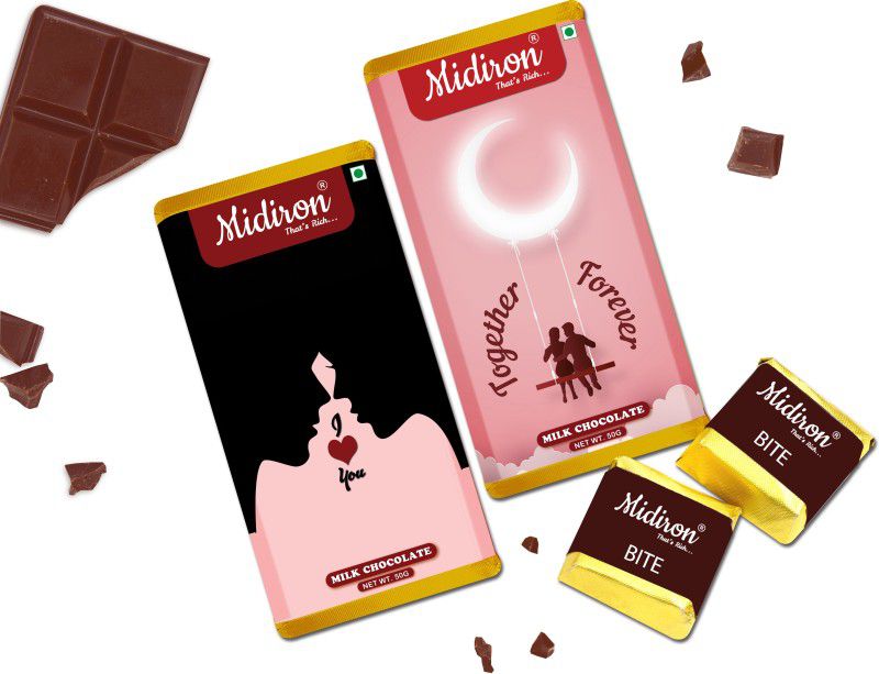 Midiron I Love You with Together & Forever Milk Chocolate bar (2 Bar Bars  (2 x 62 g)