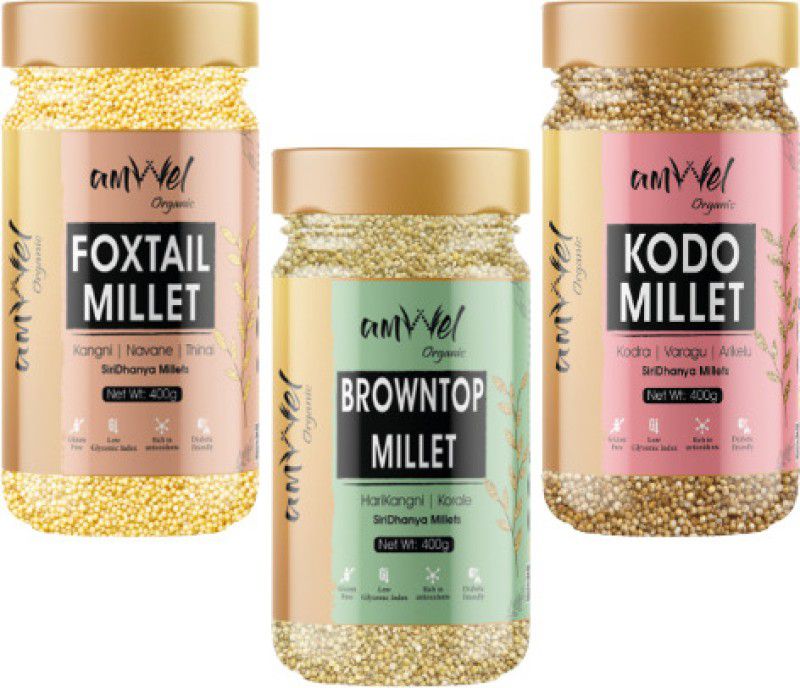 Amwel Combo of Foxtail Millet 400g + Kodo Millet 400g + Browntop Millet 400g, 1200g Mixed Millet  (1200 g, Pack of 3)