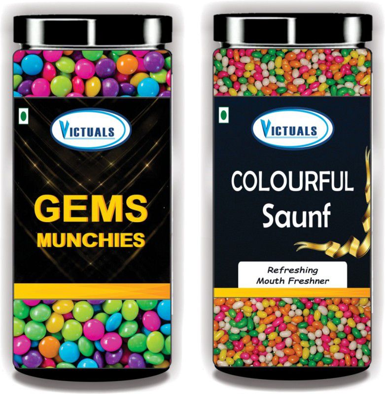 Victuals Chocolate Gems & Colourful Saunf Combo ( 200gm each ) | For Cake Decoration | Truffles  (2 x 200 g)