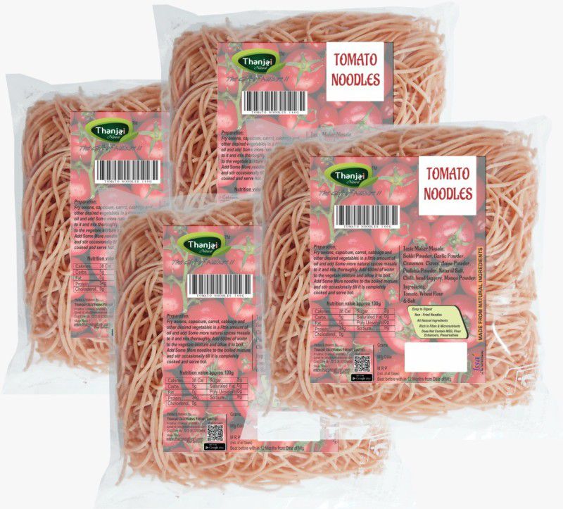 THANJAI NATURAL Tomato Noodles 180g X 4 (720g) of Natural Processed Noodles No Maida & No MSG| Instant Noodles Vegetarian  (4 x 180 g)